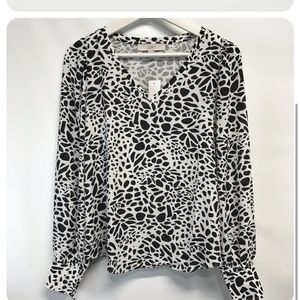 Loft Animal Print V-Neck Ling Sleeve Blouse Top NEW MSRP $54 XXS-M